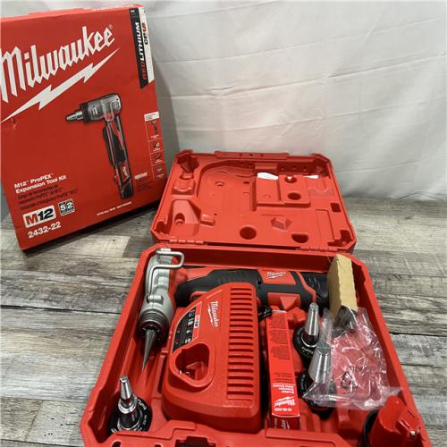 AS-IS Milwaukee M12 12-Volt Lithium-Ion Cordless ProPEX Expansion Tool Kit with (2) 1.5Ah Batteries, (3) Expansion Heads and Hard Case