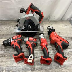 AS-IS Milwaukee M18 18-Volt Lithium-Ion Brushless Cordless Combo Kit (4-Tool) with 2-Batteries, 1-Charger and Tool Bag