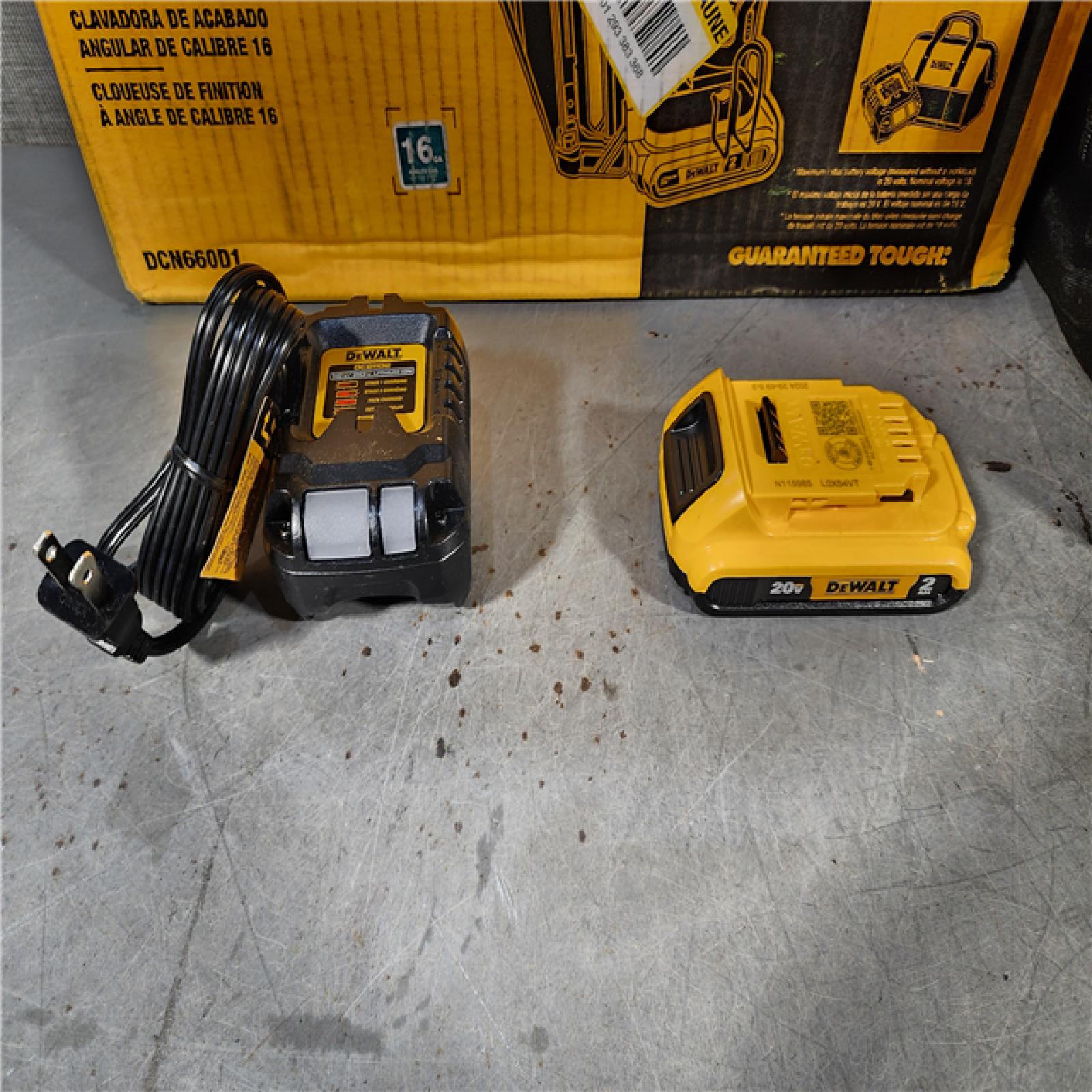 HOUSTON LOCATION - AS-IS DeWalt DCN660D1 20V 16 Gauge Cordless Angled Finish Nailer Kit W/ 2Ah Battery