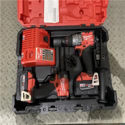 Houston location AS-IS Milwaukee 3697-22 M18 FUEL 1/2 Hammer Driller/Driver &1/4 Hex Impact Driver 2 Tool Combo Kit