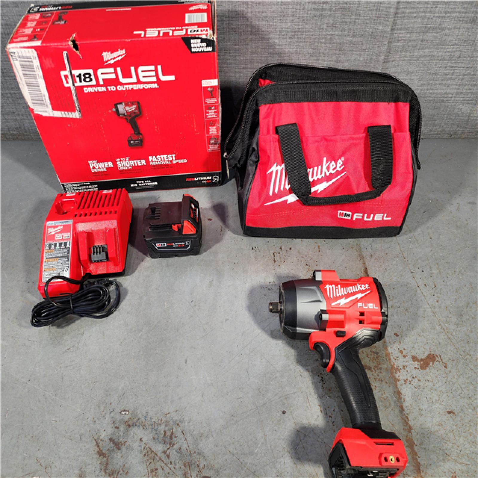 HOUSTON LOCATION - AS-IS (APPEARS LIKE NEW) Milwaukee M18 1/2 in. Cordless Brushless High Torque Impact Wrench Kit (Battery & Charger)