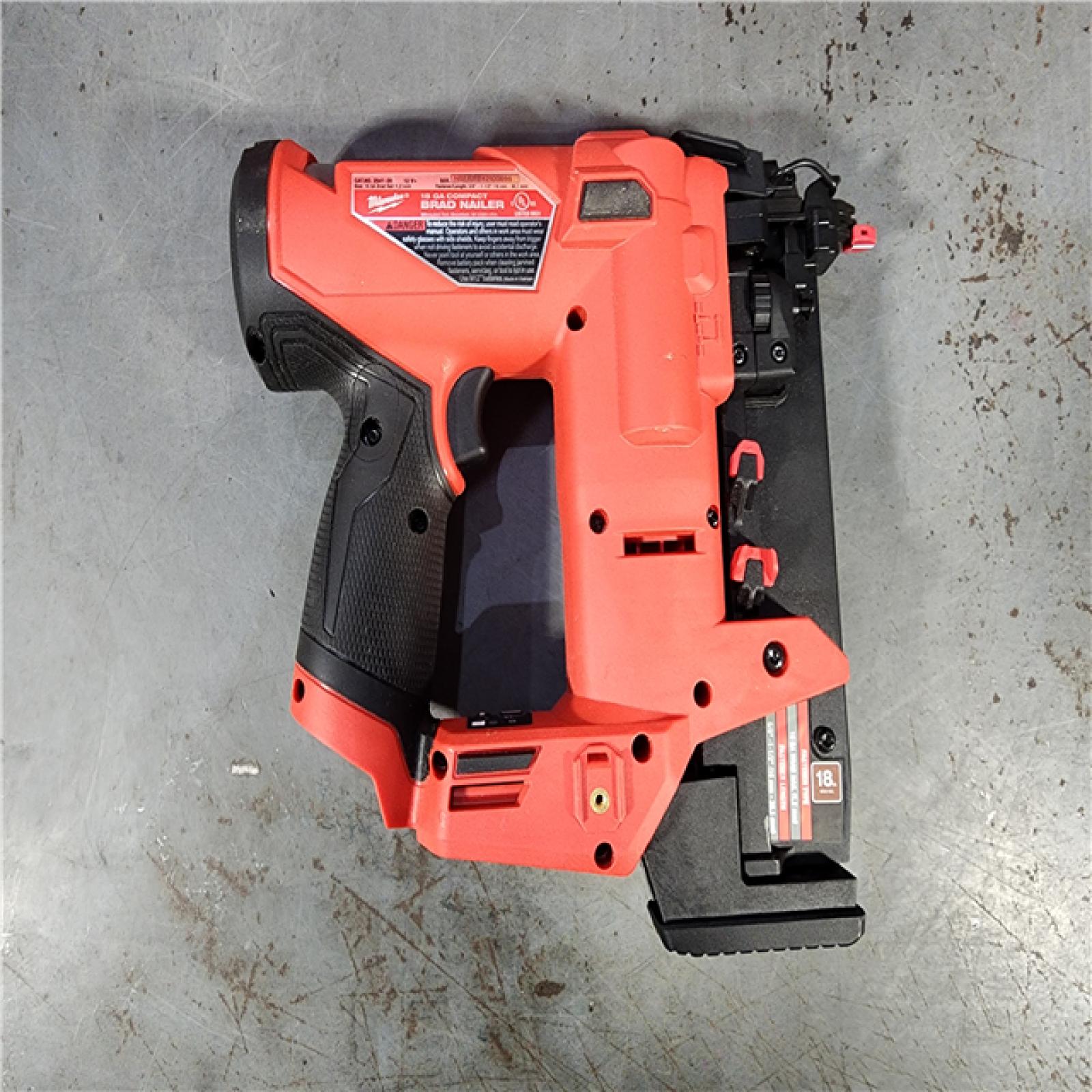 HOUSTON LOCATION - AS-IS M12 FUEL 12-Volt Lithium-Ion Brushless Cordless 18-Guage Compact Brad Nailer (Tool Only)