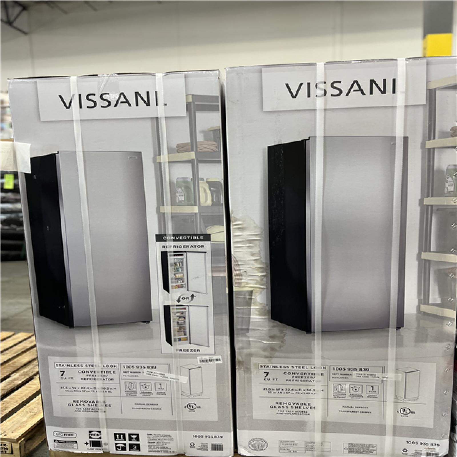 DALLAS LOCATION- AS- IS Vissani 7 cu. ft. Convertible Upright Freezer/Refrigerator in Stainless Steel PALLET - (4 UNITS)