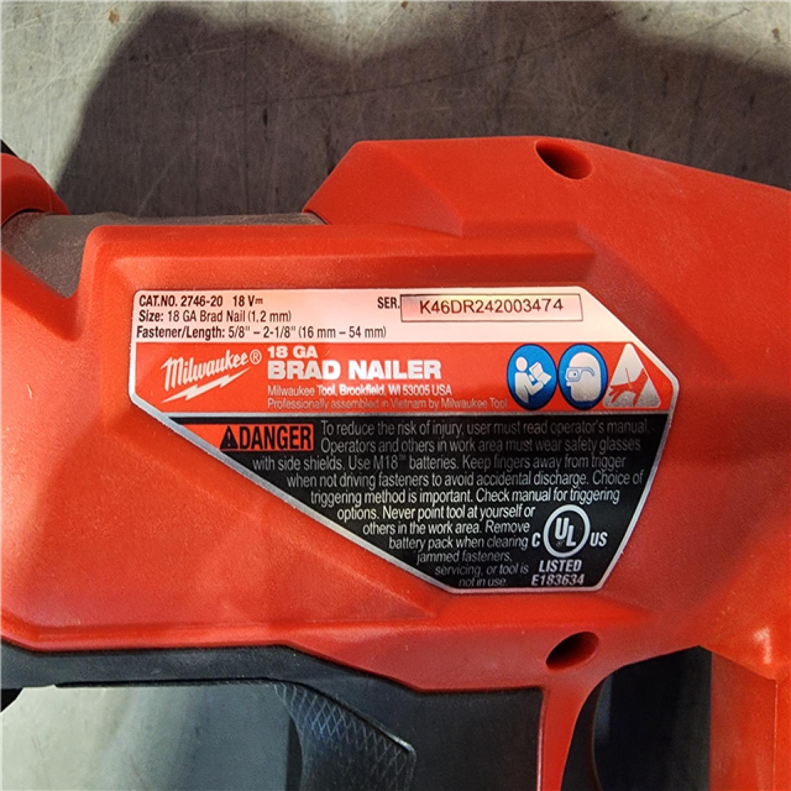 HOUSTON LOCATION - AS-IS Milwaukee M18 Fuel 18V Brushless 18-Gauge Brad Nailer 2746-20 (Bare Tool)