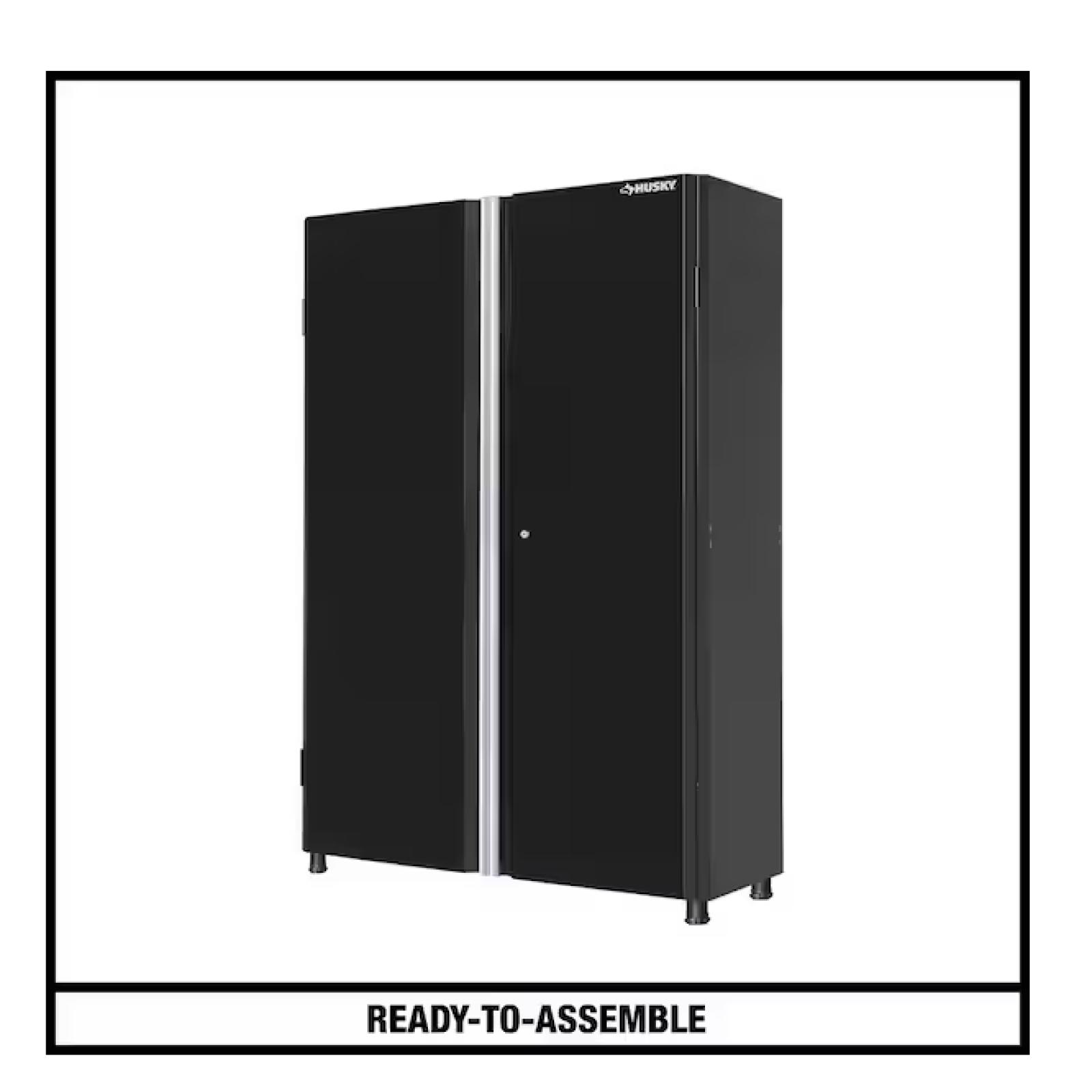 DALLAS LOCATION - Husky Ready-to-Assemble 24-Gauge Steel Freestanding Garage Cabinet in Black (48 in. W x 72 in. H x 18.3 in. D) PALLET -(2 UNITS)