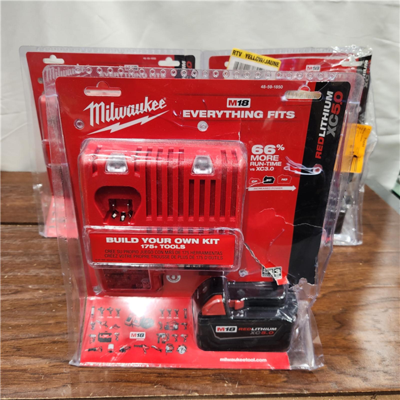 AS-IS Milwaukee M18 18-Volt Lithium-Ion XC Battery Starter Kit (3PACK)