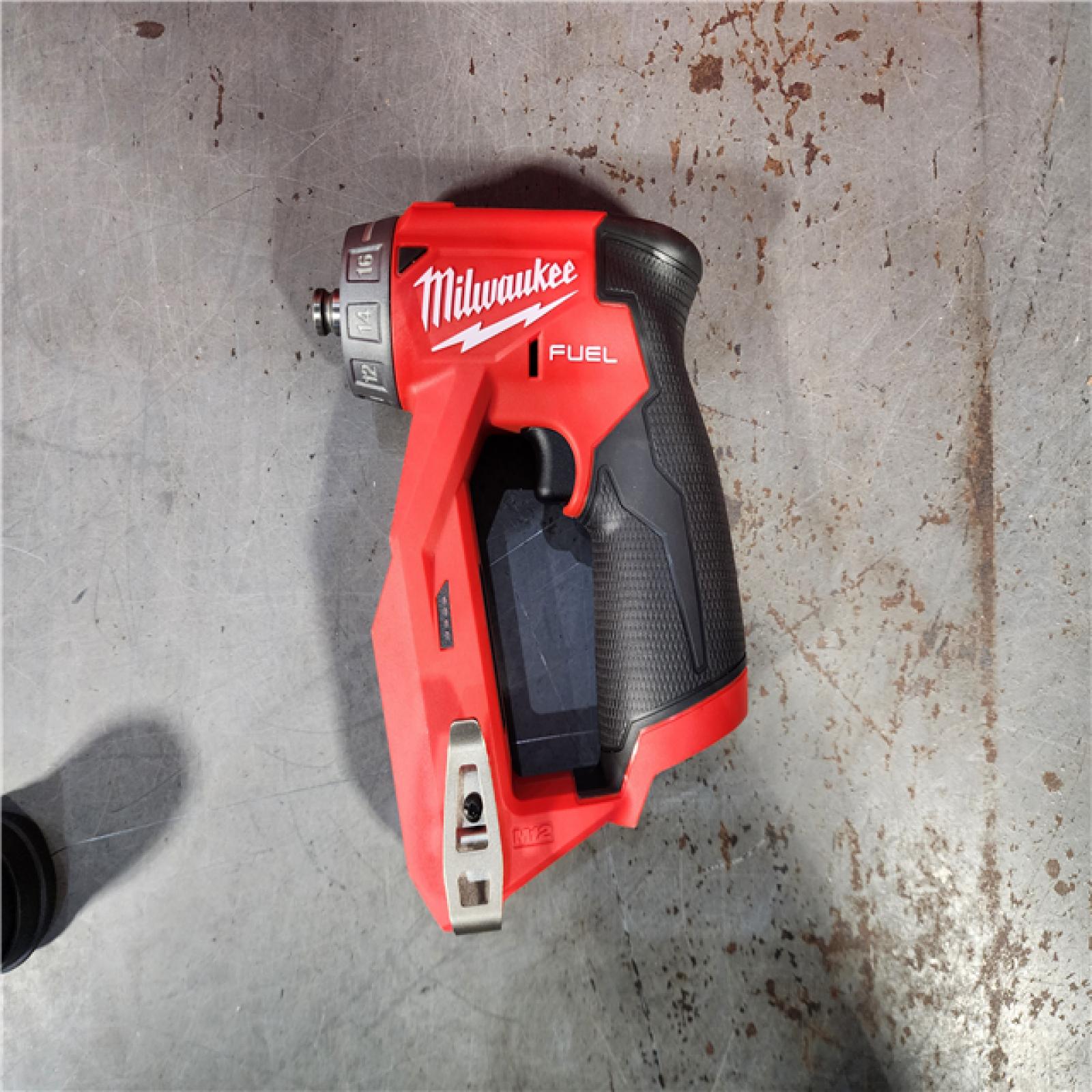 HOUSTON LOCATION - AS-IS Milwaukee M12 FUEL 12V Lithium-Ion Brushless Cordless 4-in-1 Installation 3/8 in. Drill Driver Kit with 4-Tool Heads