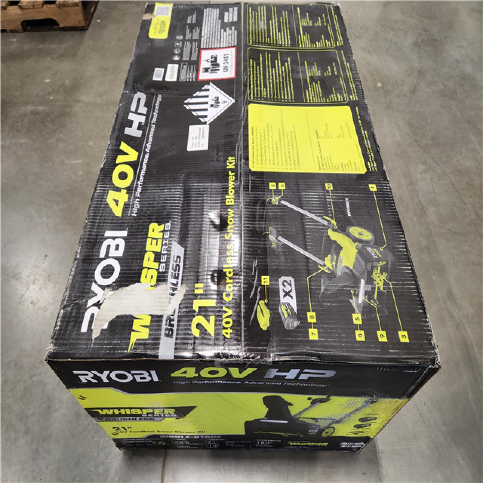 DALLAS LOCATION - NEW! RYOBI 40V HP 21-inch Brushless Cordless Electric Snow Blower Kit with (2) 7.5 Ah Batteries and Charger