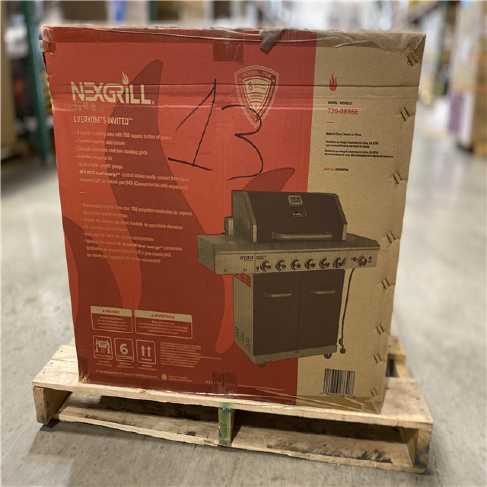 DALLAS LOCATION - Nexgrill Deluxe 6-Burner Propane Gas Grill in Mocha with Ceramic Searing Side Burner