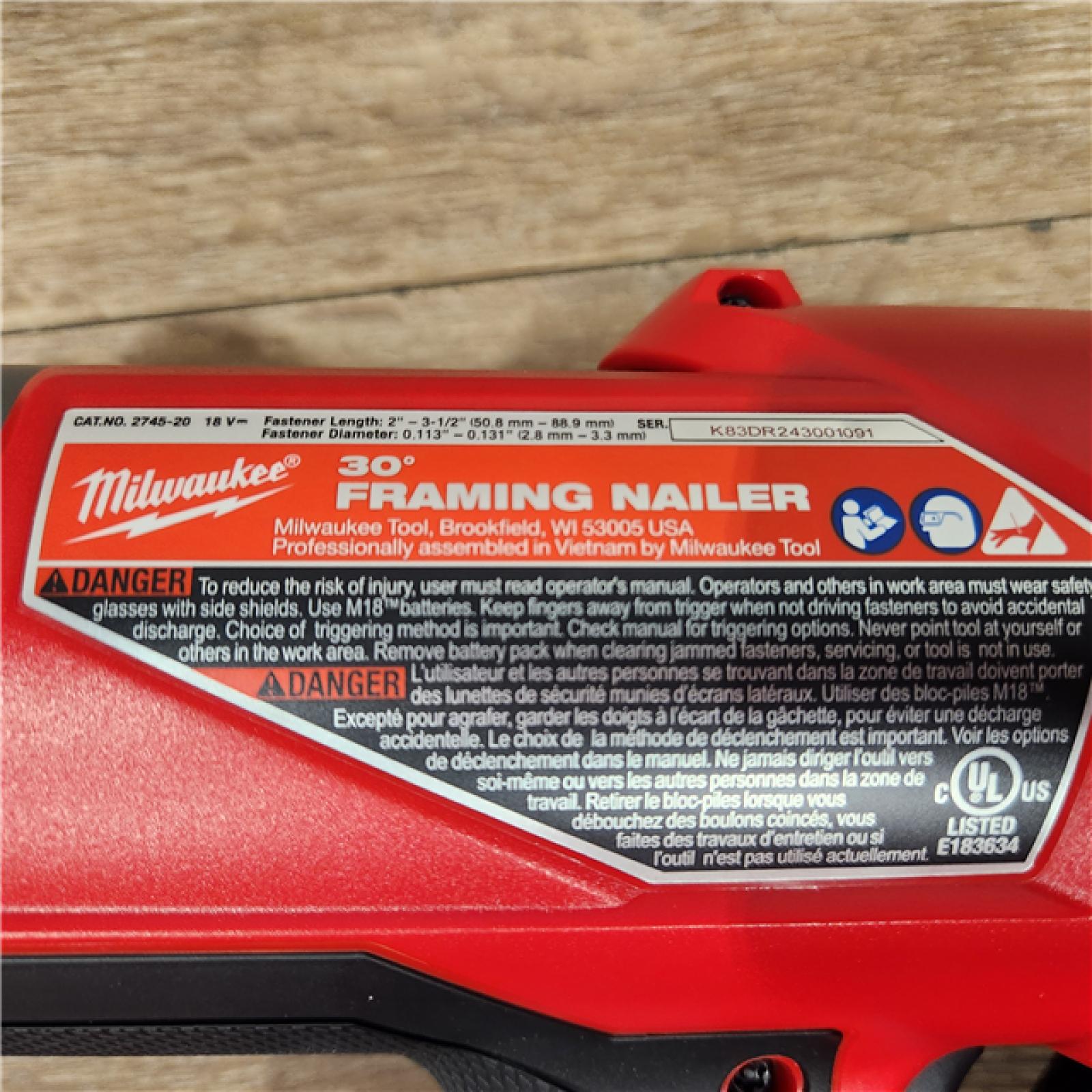 AS-IS Milwaukee M18 FUEL 30 Degree Framing Nailer