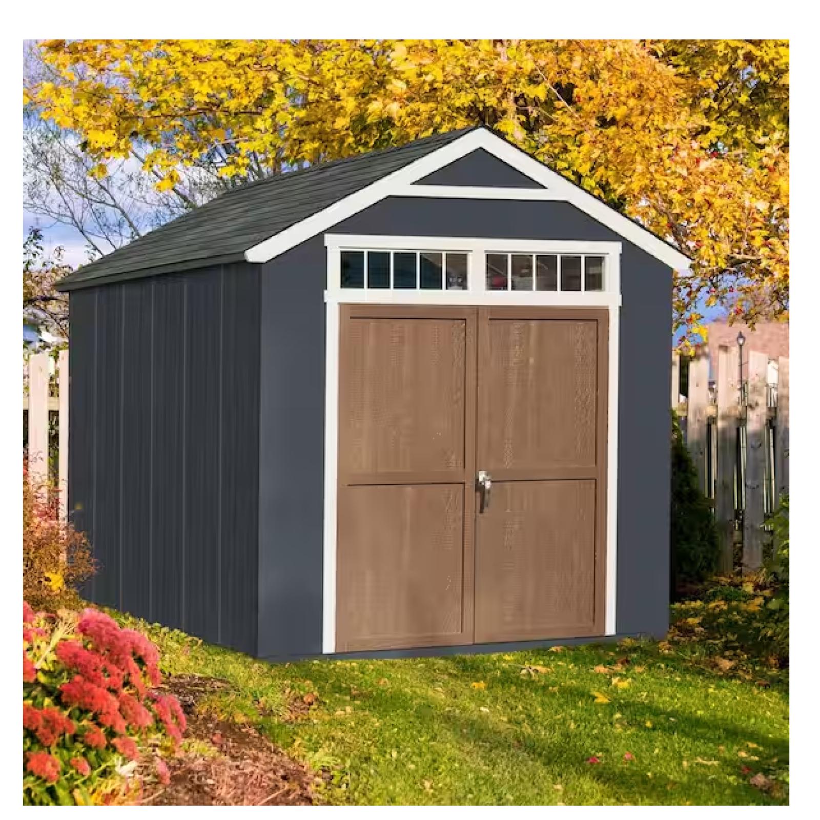 DALLAS LOCATION - Handy Home Products Majestic Do-It-Yourself 8 ft. x 12 ft. Outdoor Wood Storage Shed with transom windows and wrap around loft (96 sq. ft.)