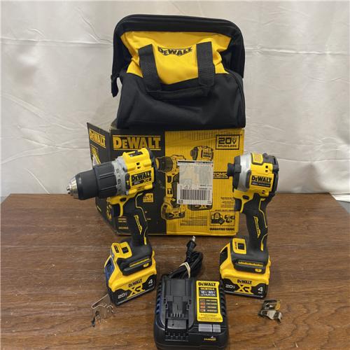 AS-IS DEWALT 20V MAX XR Hammer Drill and ATOMIC Impact Driver 2 Tool Cordless Combo Kit with (2) 4.0Ah Batteries, Charger, and Bag