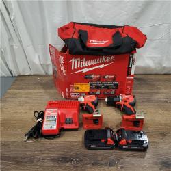 AS-IS M18 18V Lithium-Ion Brushless Cordless Compact Drill/Impact Combo Kit (2-Tool) W/(2) 2.0 Ah Batteries, Charger & Bag