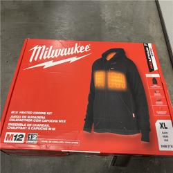 NEW! - Milwaukee Men's X-Large M12 12-Volt Lithium-Ion Cordless Black Heated Jacket Hoodie Kit with (1) 2.0 Ah Battery and Charger