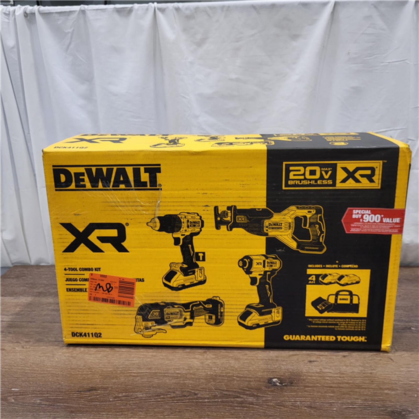 AS-IS DEWALT 20-Volt Maximum Lithium-Ion Cordless 4-Tool Combo Kit with (2) 4 Ah Batteries and Charger