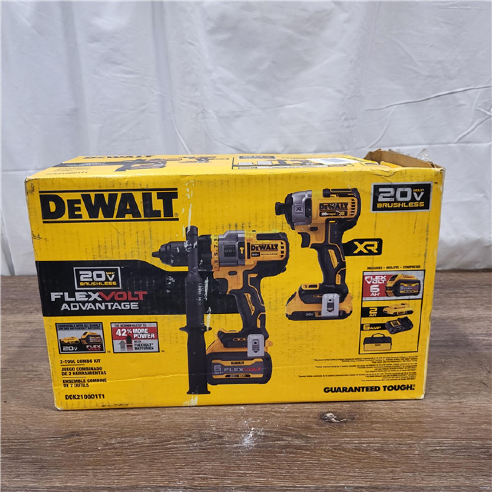 AS-IS 20V MAX Cordless Brushless Hammer Drill/Driver 2 Tool Combo Kit with FLEXVOLT ADVANTAGE