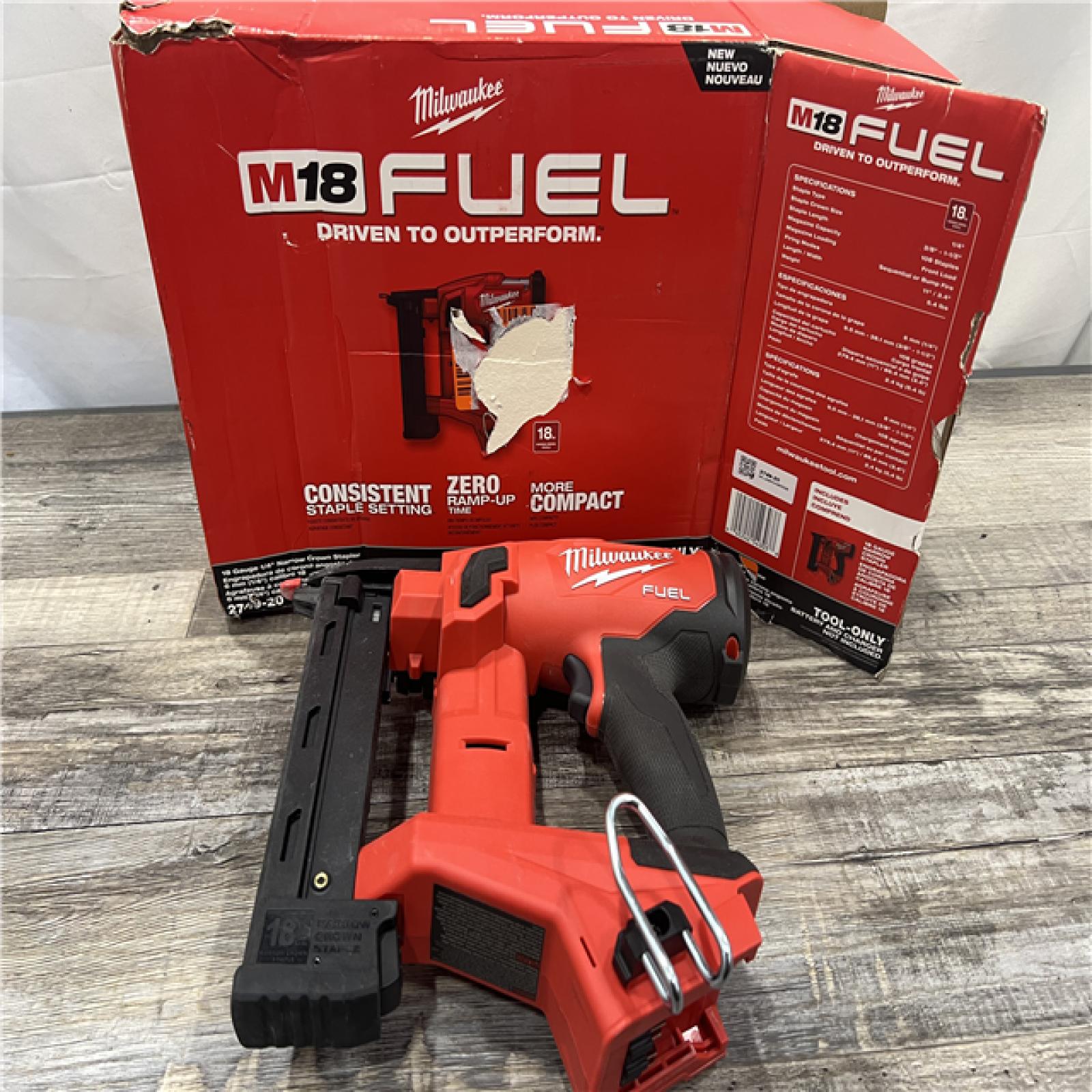 AS-IS MILWAUKEE M18 FUEL 18-Volt Lithium-Ion Brushless Cordless 18-Gauge 1/4 in. Narrow Crown Stapler (Tool-Only)