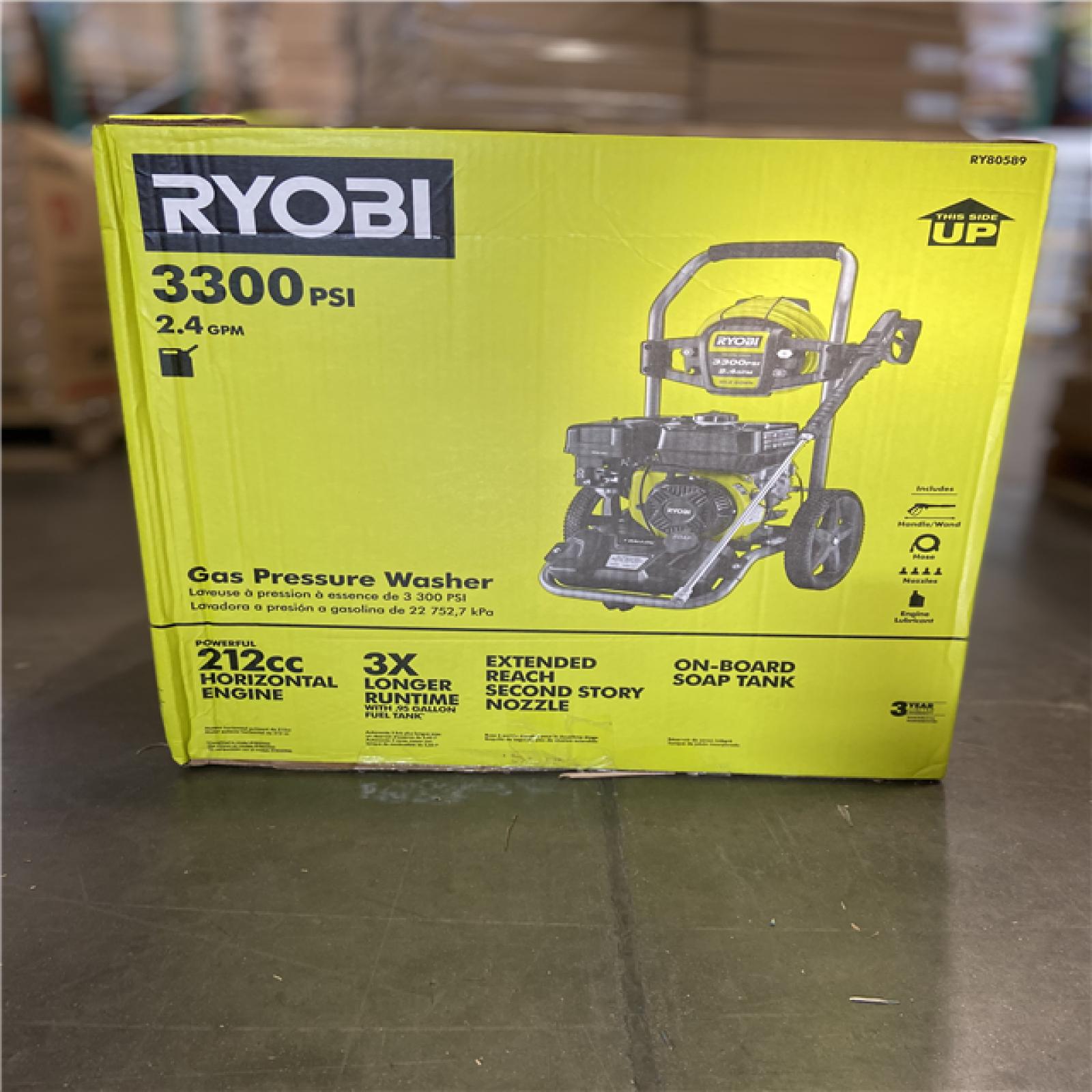 AS-IS - RYOBI 3300 PSI 2.4 GPM Cold Water Gas Pressure Washer with 212cc Engine