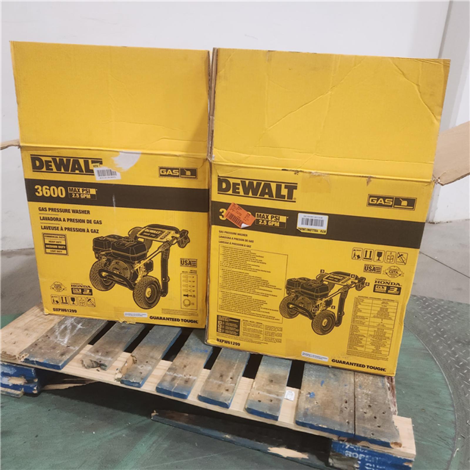 Dallas Location - As-Is DeWalt 3600 DXPW61299 PSI 2.5GPM Gas Pressure Washer(Lot Of 2)