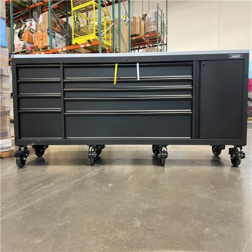 DALLAS LOCATION - Husky 108 in. W x 24 in. D 9-Drawer Heavy-Duty Mobile Workbench with Stainless Steel Top in Matte Black