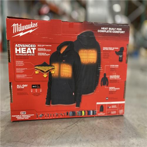 NEW! -Milwaukee Men's Medium M12 12-Volt Lithium-Ion Cordless Black Heated Jacket Hoodie Kit with (1) 2.0 Ah Battery and Charger