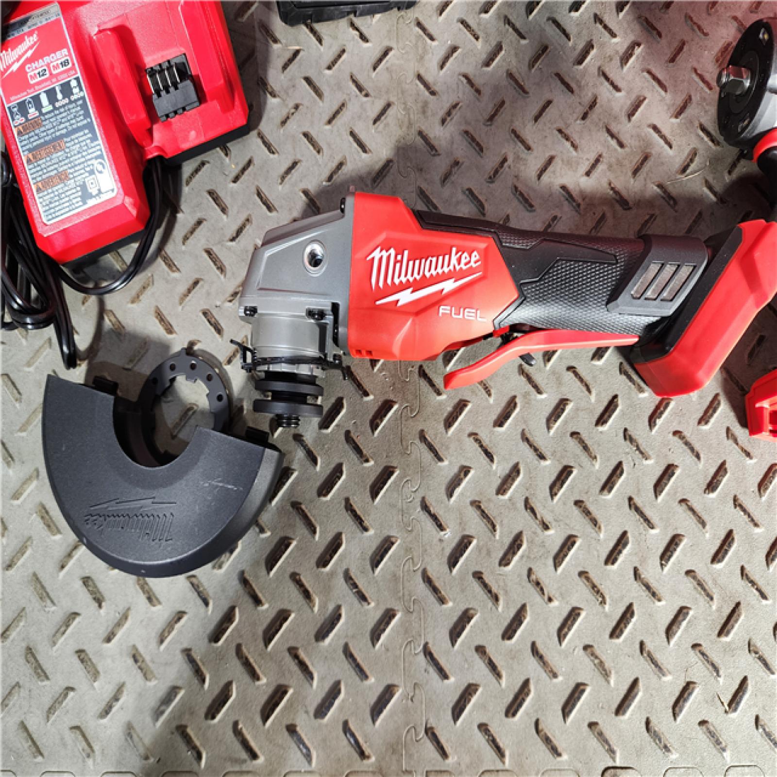 HOUSTON LOCATION - AS-IS M18 FUEL 18V Lithium-Ion Brushless Cordless Grinder & 3/8 in. Impact Wrench Combo Kit (2-Tool) W/ Two 5Ah Batteries