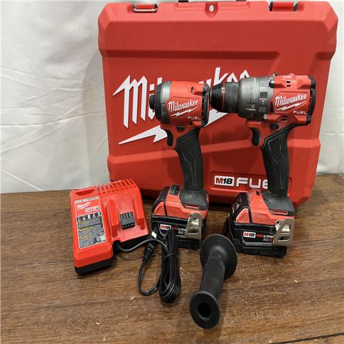 AS-ISMilwaukee M18 FUEL 18V Lithium-Ion Brushless Cordless Hammer Drill and Impact Driver Combo Kit (2-Tool) with 2 Batteries