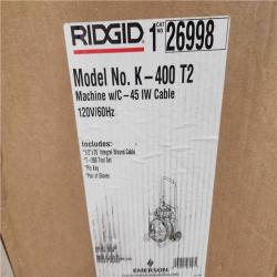 Phoenix Location NEW RIDGID K-400 Drain Cleaning Snake Auger Machine, C-45 IW 1/2 in. x 75 ft. Cable inside Drum plus 4-Piece Tool Set and Gloves 26998