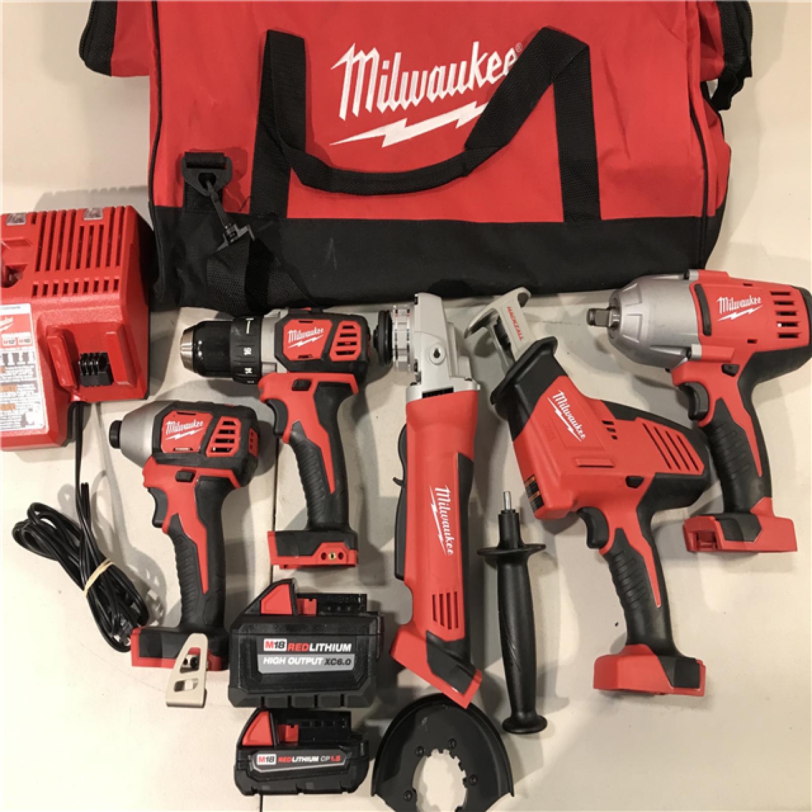 Milwaukee Tool M18 18V Lithium-Ion Cordless Combo Kit (5-Tool) with  2-Batteries, Charger a