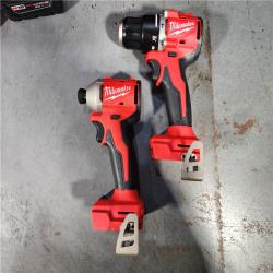 HOUSTON LOCATION - AS-IS M18 18-Volt Lithium-Ion Brushless Cordless Compact Hammer Drill/Impact Combo Kit (2-Tool) with (2) Batteries, Bag