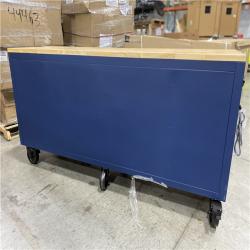 DALLAS LOCATION - Husky Tool Storage Heavy Duty 84 in. W x 24 in. D Matte Blue Mobile Workbench Cabinet