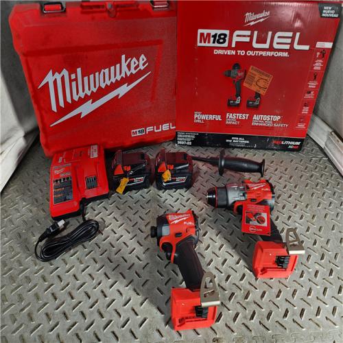 HOUSTON LOCATION - AS-IS (APPEARS LIKE NEW) Milwaukee M18 FUEL 18V Lithium-Ion Brushless Cordless Hammer Drill and Impact Driver Combo Kit (2-Tool) with 2 Batteries