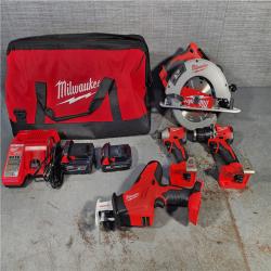 HOUSTON LOCATION - AS-IS (APPEARS LIKE NEW) Milwaukee M18 18-Volt Lithium-Ion Brushless Cordless Combo Kit (4-Tool) with 2-Batteries, 1-Charger and Tool Bag