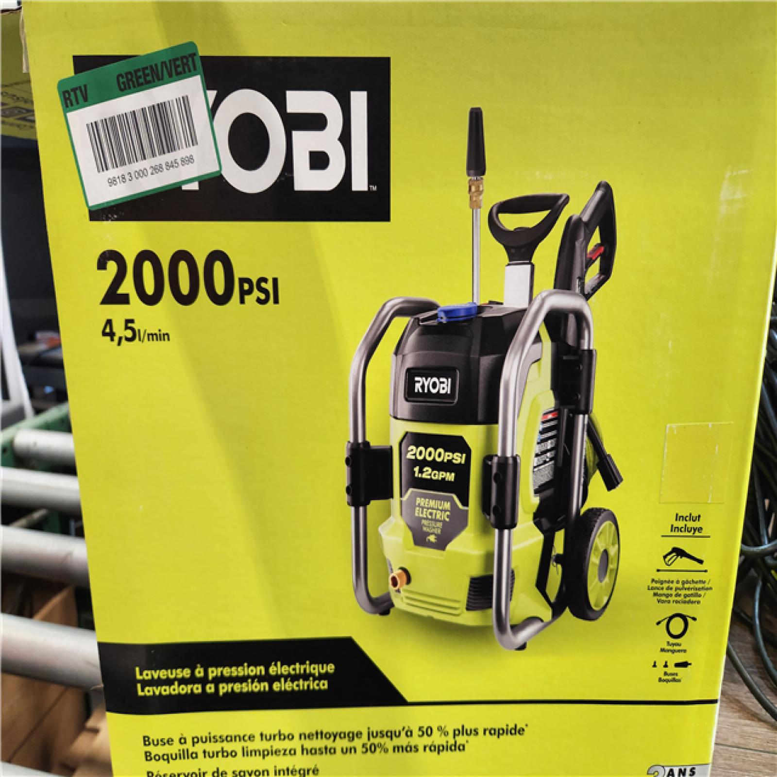 AS-IS RYOBI 2000 PSI 1.2 GPM Cold Water Corded Electric Pressure Washer