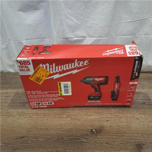 AS-IS M12/M18 12/18V Lithium-Ion Cordless 3/8 in. Ratchet and 1/2 in. High Torque Impact Wrench with Friction Ring Combo Kit