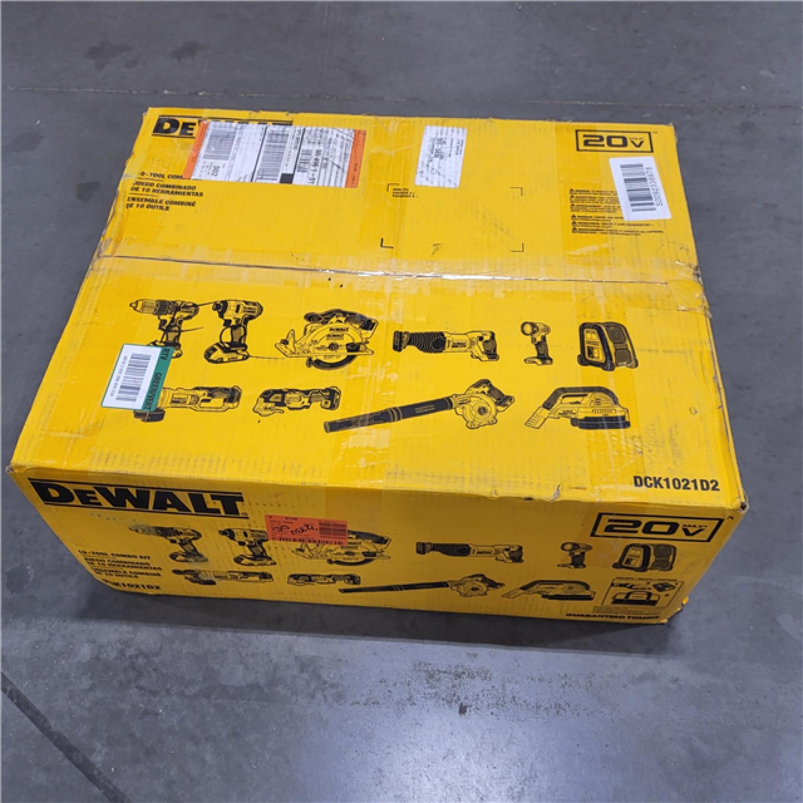 NEW! DEWALT 20-Volt Max Lithium-Ion 10-Tool Cordless Combo Kit with Two 2.0 Ah Batteries, Charger and 2 Bags