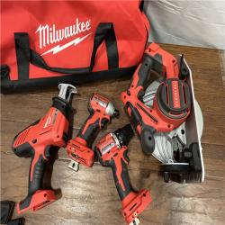 AS-ISMilwaukee M18 18-Volt Lithium-Ion Brushless Cordless Combo Kit (4-Tool) with 2-Batteries, 1-Charger and Tool Bag