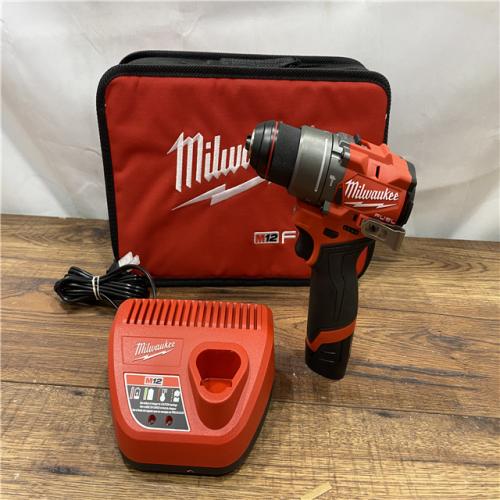 AS IS MMilwaukee M12 FUEL 12-Volt Lithium-Ion Brushless Cordless 1/2 in. Hammer Drill Kit with 1 Compact 2.0Ah Battery Pack and 1 Charger