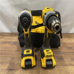 AS IS DEWALT 20V MAX XR Cordless Drill/Driver, ATOMIC Impact Driver 2 Tool Combo Kit, (2) 2.0Ah Batteries, Charger, and Bag