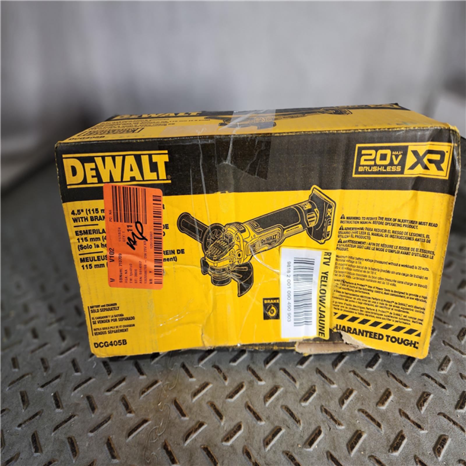 HOUSTON LOCATION - AS-IS DeWalt DCG405B 20V Max XR 4.5-Inch Slide Switch Small Angle Grinder (Tool Only)