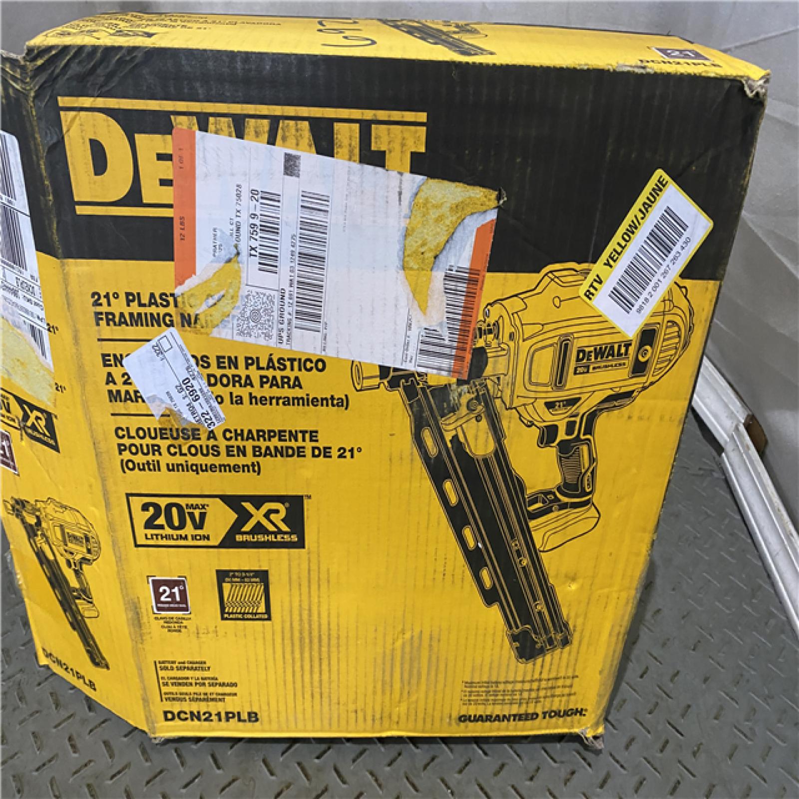 Houston location AS-IS DeWalt DCN21PLB 20V MAX 21-Degree Plastic Collated Framing Nailer (Bare Tool)