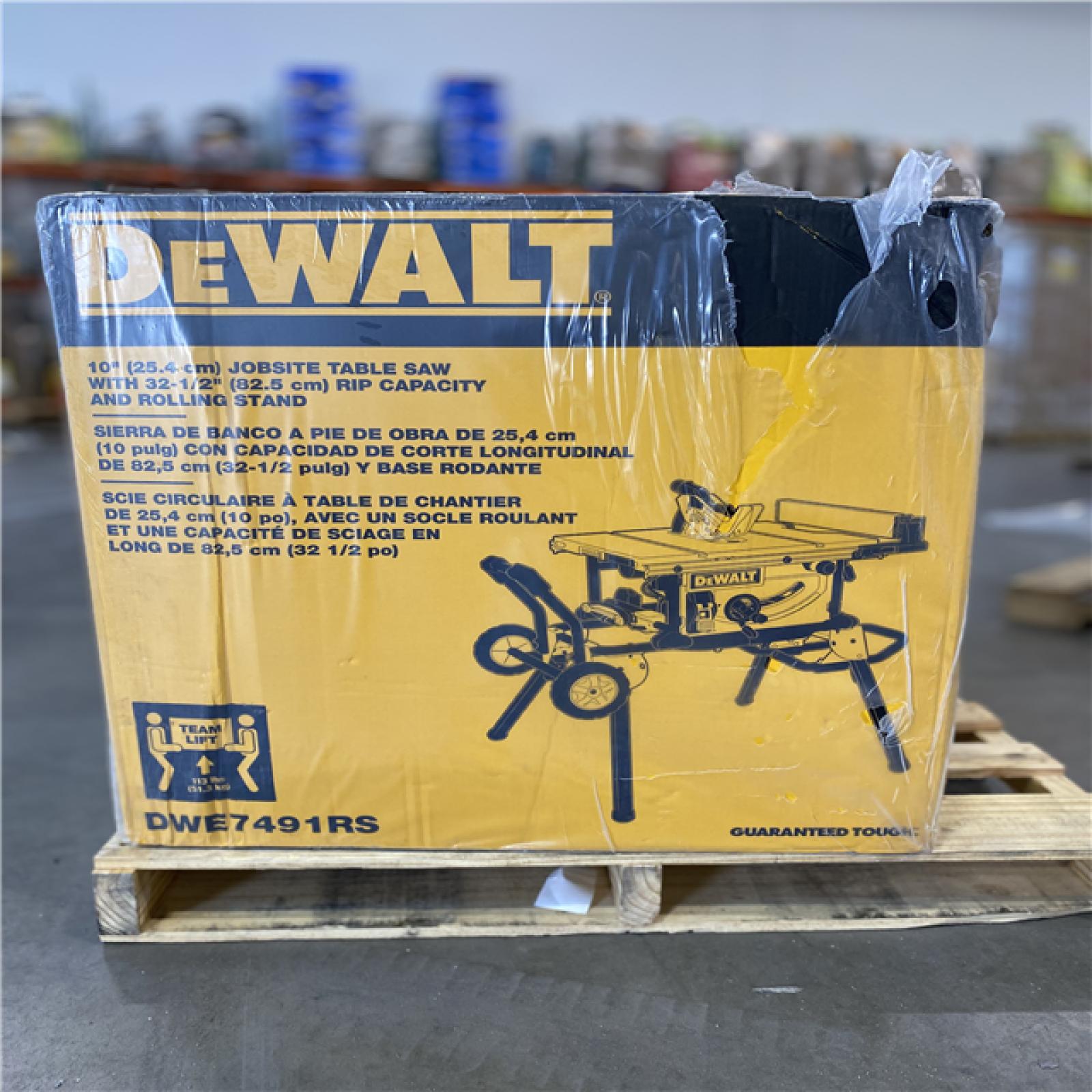 DALLAS LOCATION - DEWALT 15 Amp Corded 10 in. Job Site Table Saw with Rolling Stand PALLET - (2 UNITS)