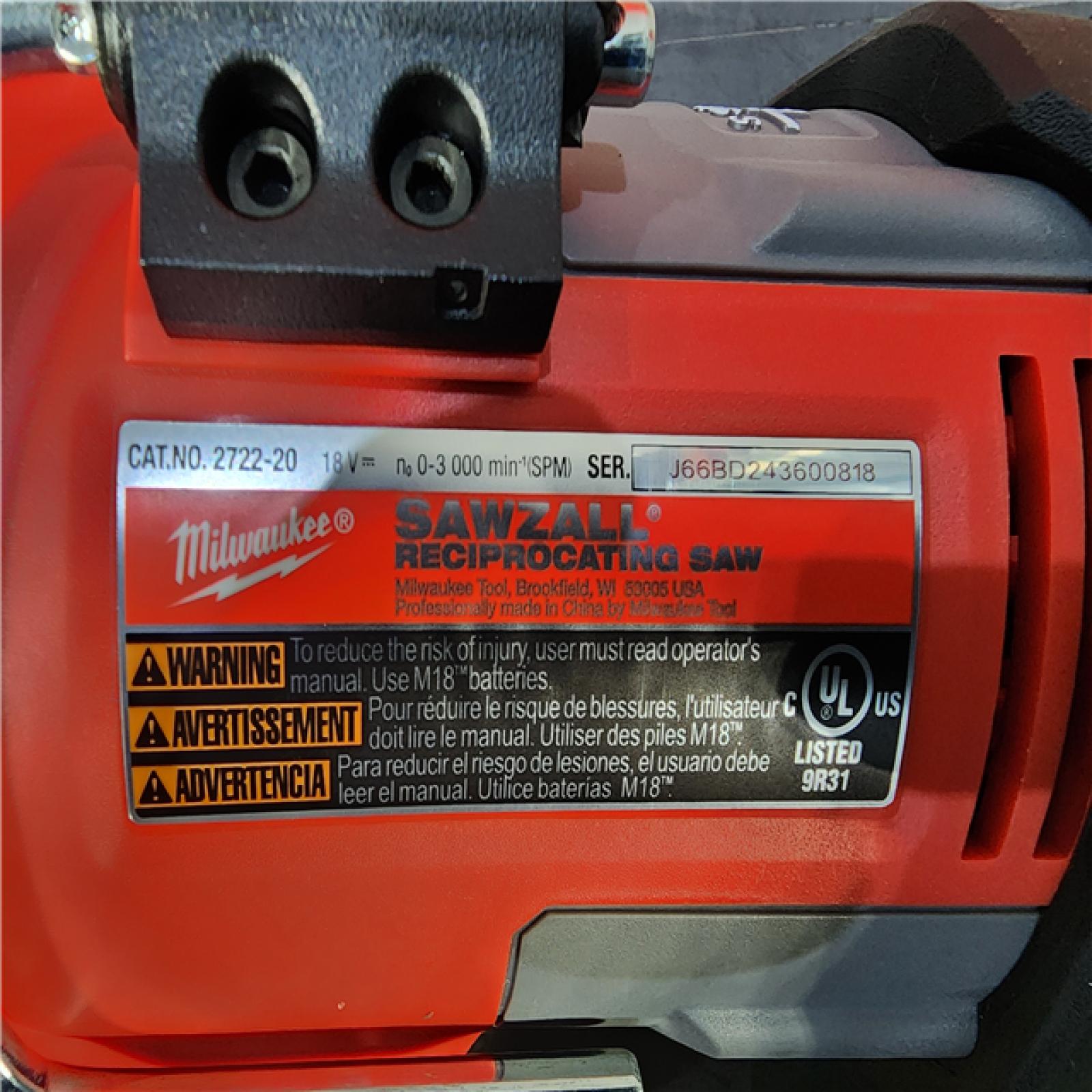 HOUSTON LOCATION - AS-IS (APPEARS LIKE NEW) Milwaukee M18 Fuel 18V Brushless Super Sawzall Reciprocating Saw 2722-20 (Bare Tool)