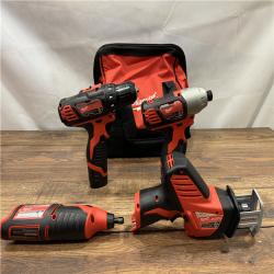 AS IS M12 12V Lithium-Ion Cordless 4-Tool Combo Kit with (2) Compact 1.5Ah Batteries and Charger