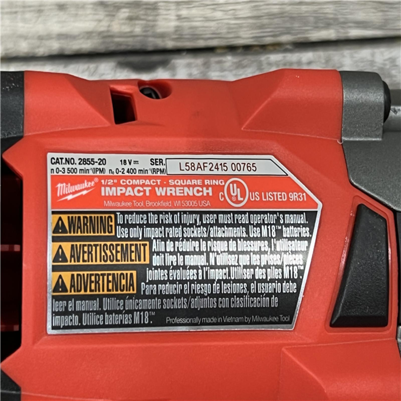 AS-IS Milwaukee M18 18V Fuel 1/2  Compact Impact with Friction Ring 2855-20