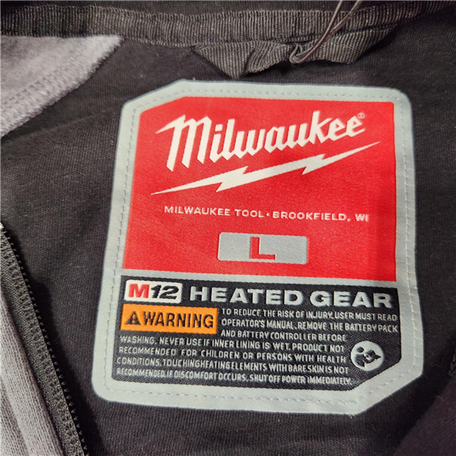 AS-IS Milwaukee Men's Large M12 12-Volt Lithium-Ion Cordless Gray Heated Jacket Hoodie (Jacket and Charger/Power Source Only)