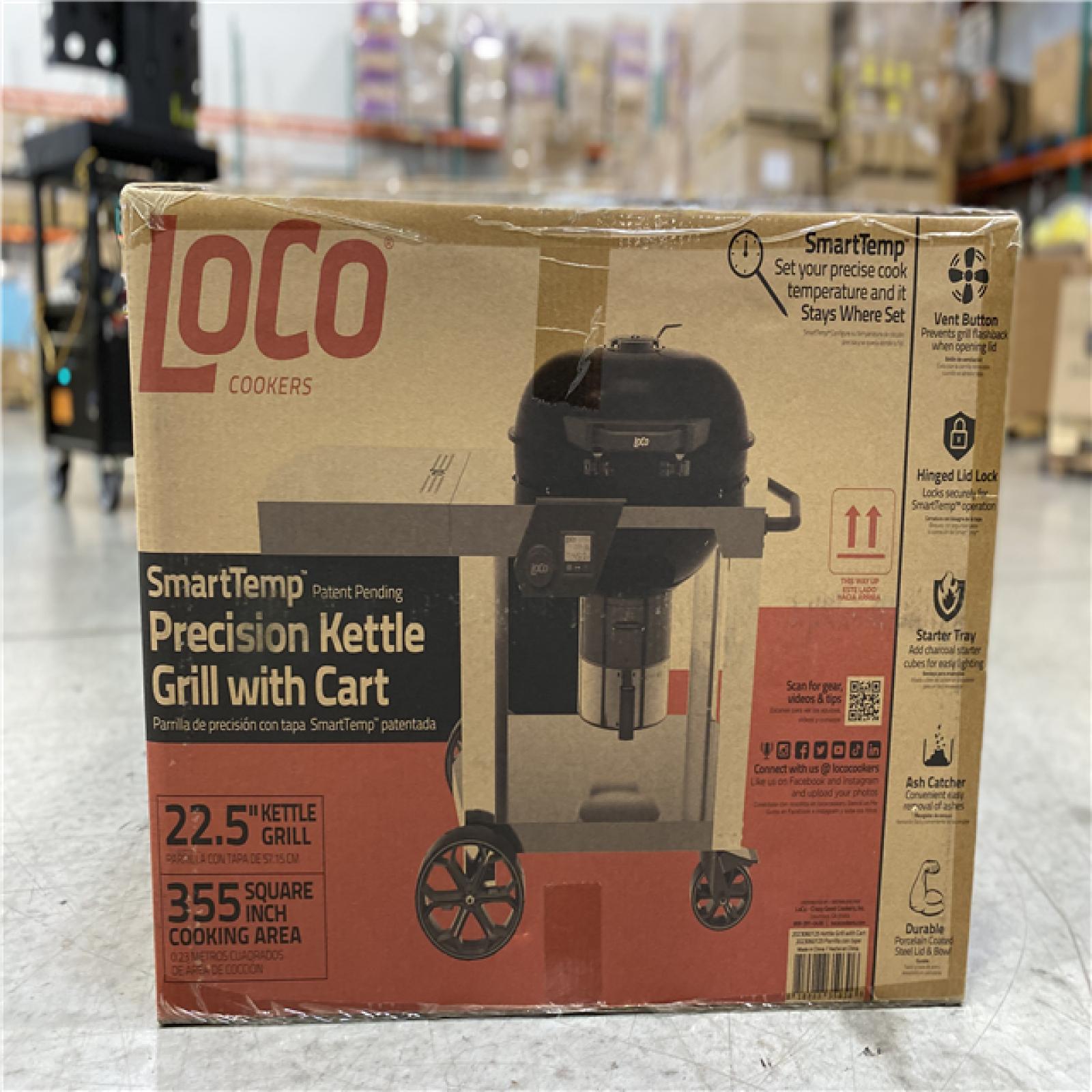 DALLAS LOCATION - LOCO 22.5 in. SmartTemp Kettle Charcoal Grill in Black with Cart