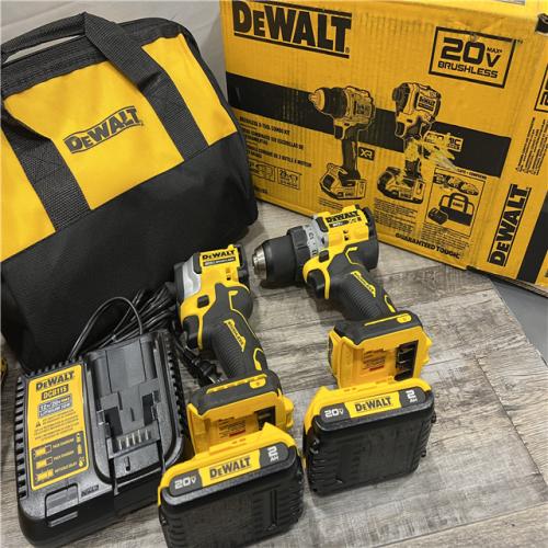 AS-IS DEWALT 20V MAX XR Cordless Drill/Driver, ATOMIC Impact Driver 2 Tool Combo Kit, (2) 2.0Ah Batteries, Charger, and Bag