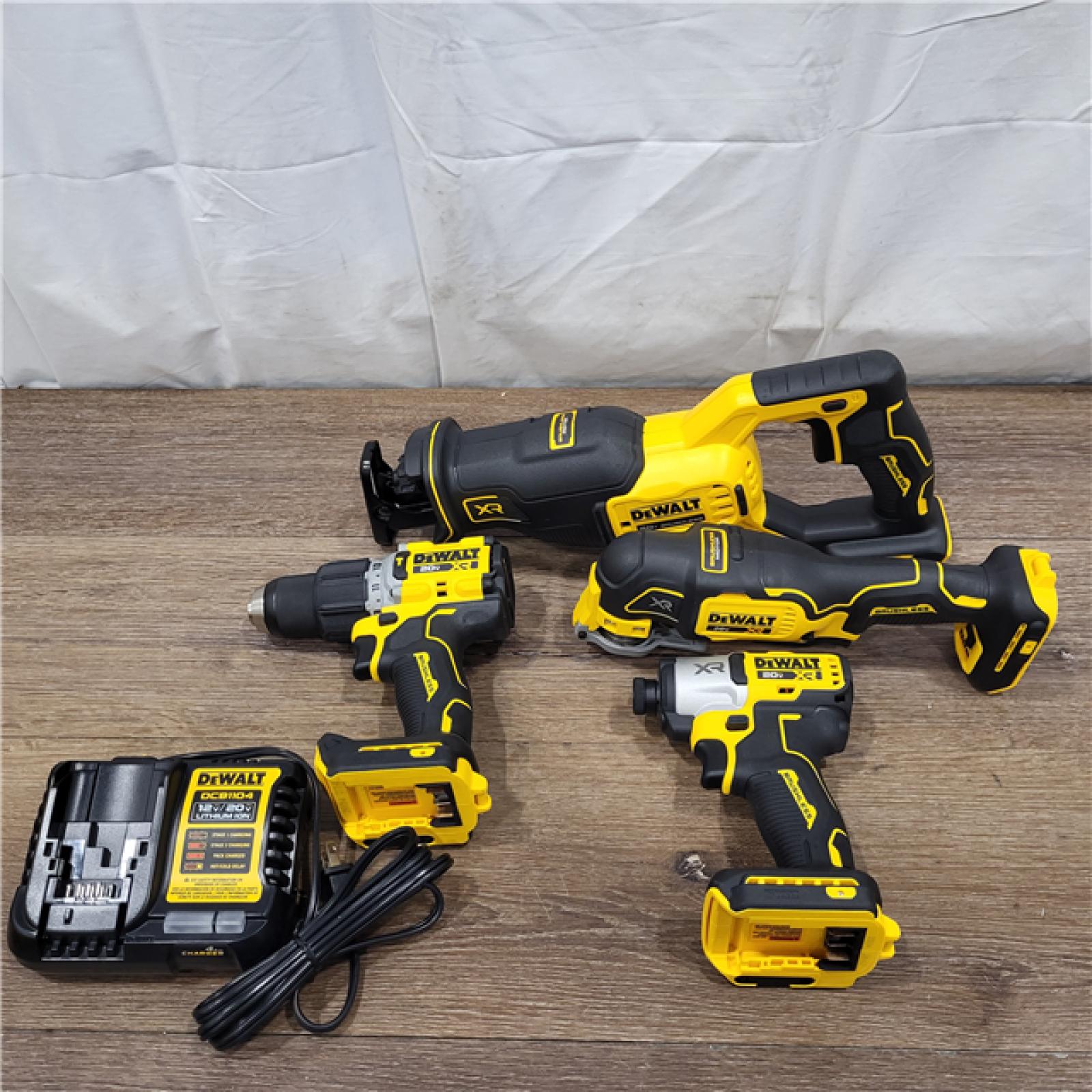 AS-IS DEWALT 20-Volt Maximum Lithium-Ion Cordless 4-Tool Combo Kit with (2) 4 Ah Batteries and Charger