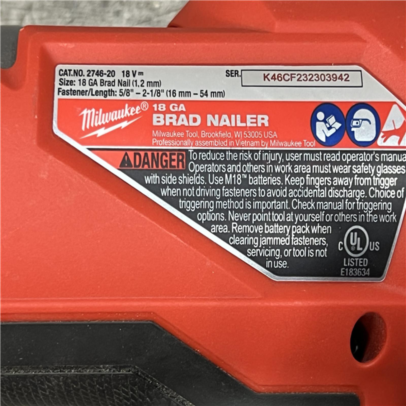 AS-IS Milwaukee M18 FUEL 18 Gauge Brad Nailer